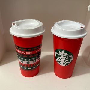 Starbucks reusable cups holiday set of 2